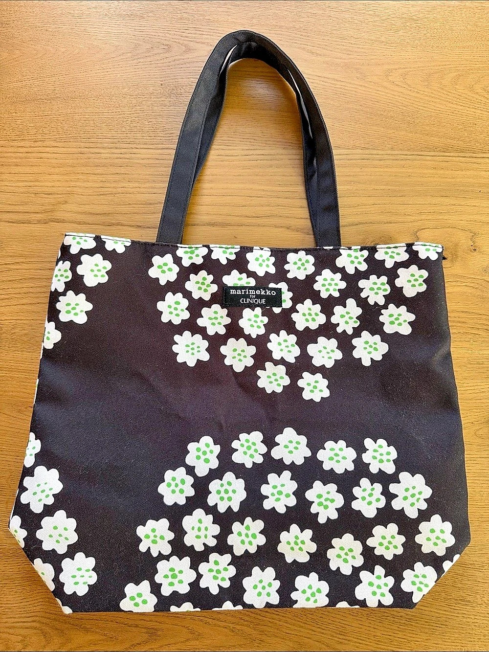 Marimekko for Clinique Floral Tote in Black & Green Like New